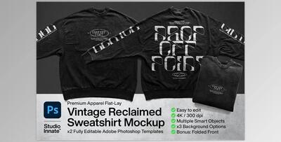Vintage Reclaimed Sweatshirt Mockup CreativeMarket-5755542 (PSD, JPG)