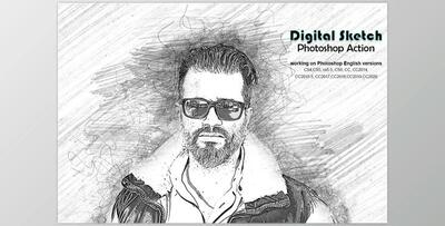 Digital Sketch Photoshop Action CreativeMarket-5218660