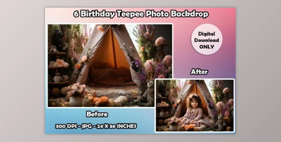 6 Birthday Teepee Photo Backdrop JPG