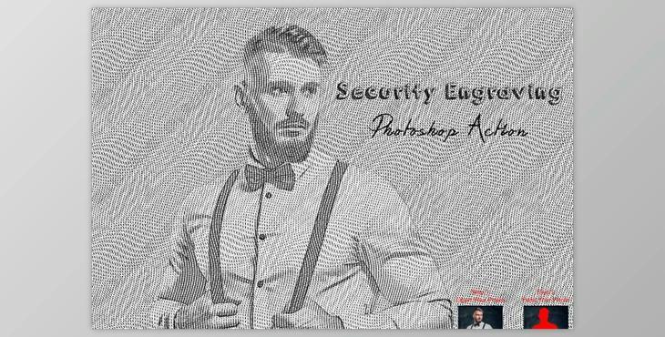 Security Engraving Photoshop Action CreativeMarket - 10301276