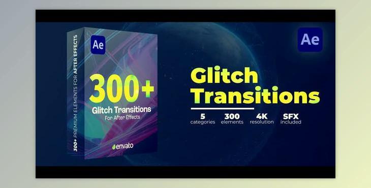 300 Glitch Transitions (Videohive 46762527) - AE Project