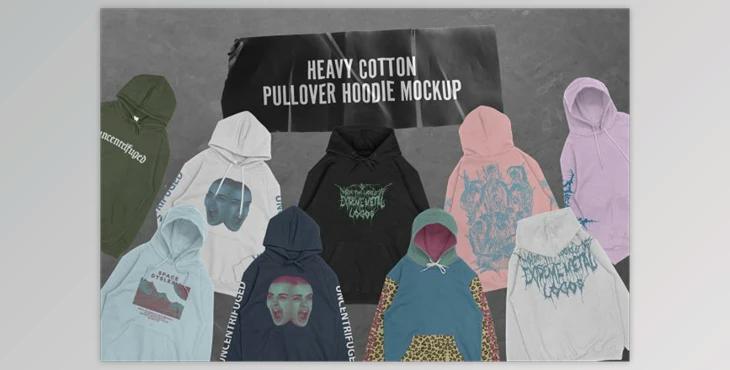 Heavy Cotton Pullover Hoodie Mockup By Uncentrifuged Pressure