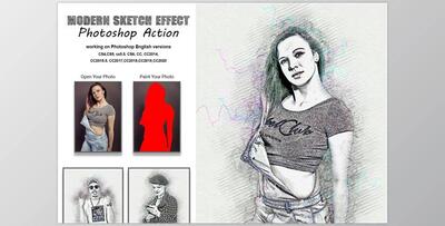 Modern Sketch Effect PS Action CreativeMarket-5404495