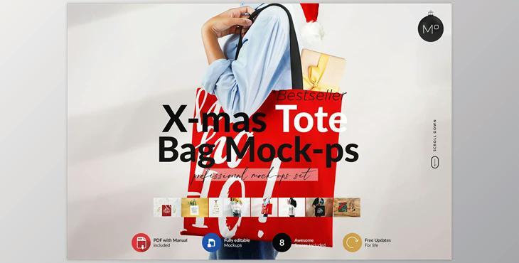 Xmas Tote Bag Mock-ups CreativeMarket-5707013 (PSD, JPG)