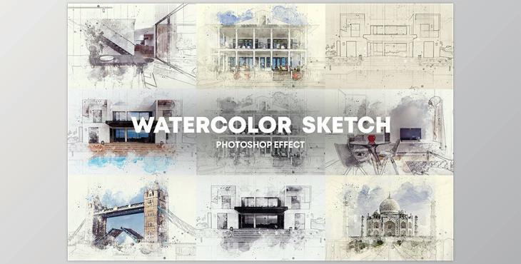 Watercolor Sketch Photoshop Effect CreativeMarket - 7212989
