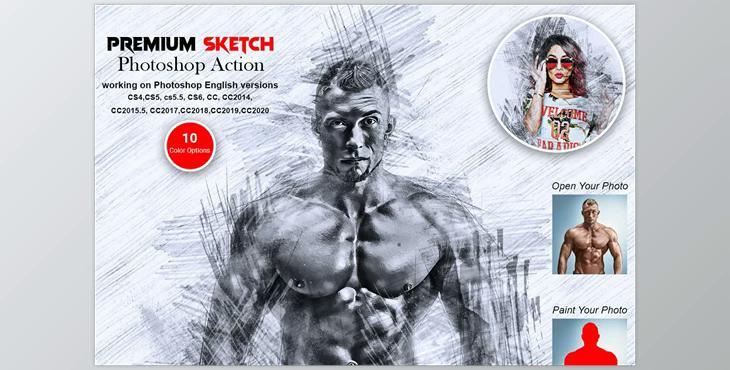 Premium Sketch Photoshop Action CM-5571177 (PAT, PDF, ATN, ABR)