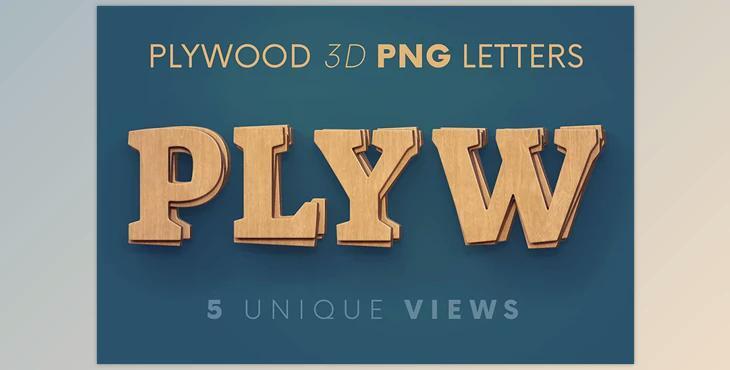 Plywood – 3D Lettering CreativeMarket 7055632