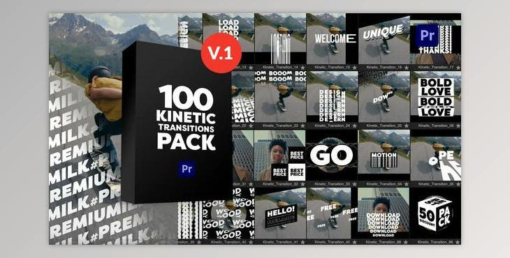 Kinetic Transitions Pack for Premiere Pro (Videohive 49403297)