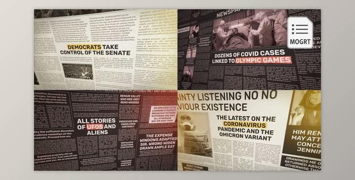 Newspaper News Intro – MOGRT (Videohive 37245584)