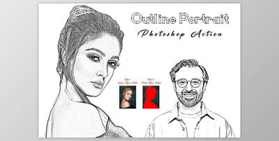 Outline Portrait Photoshop Action Creativemarket - 10308853
