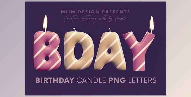 Birthday Candle – 3D Lettering CreativeMarket - 7109431