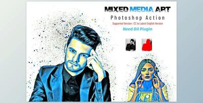 Mixed Media Art Photoshop Action CreativeMarket - 7053814