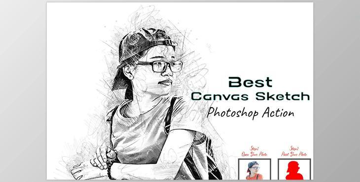 Best Canvas Sketch Photoshop Action CreativeMarket - 7199172